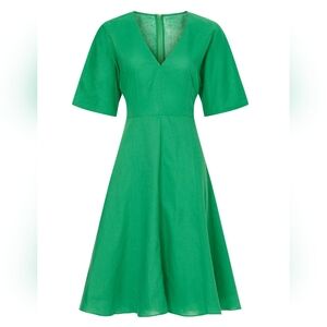 NWOT TOME Linen Green V-Neck Dress